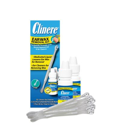 Clinere Earwax Removal Kit  Safely and Gently Clean Ear Wax  Itch Relief  Works Instantly .5oz Carbamide Peroxide  2 x .5 Fl Oz with 12 Sticks