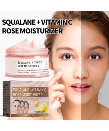 Squalane+Vitamin C Rose Moisturizer Anti Wrinkle Face Cream Repair Skin Cream Facial Cream for Moisturizing Hydrating Anti-Dull Anti-Wrinkle Firming & Brightening Cream - Buy Online on GoSupps.com