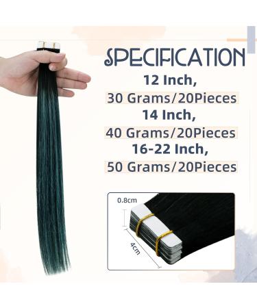 RUNATURE 22 Inch Black Ombre Teal Tape in Hair Extensions - Colored Balayage 50g - Buy Online on GoSupps.com
