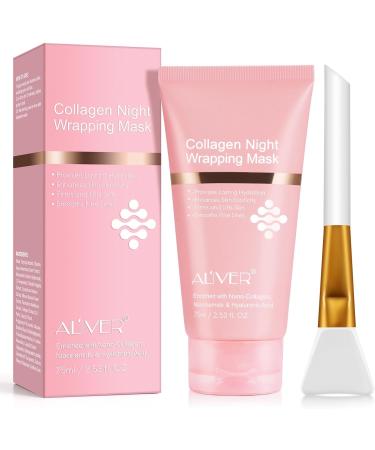  Bieyoc Collagen Night Wrapping Mask Overnight Face Mask Peel Off Collagen Mask - Deep Hydration Reduces Wrinkles & Improves Skin Elasticity Brush Included 75ml - Buy Online on GoSupps.com