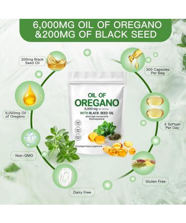 AOLBSPD Oil of Oregano with Black Seed Oil 2-in-1 Oregano Oil Capsules Organic 6000mg Per Serving 300 Softgels 4X Strength Carvacrol & Thymoquinone Non-GMO Gluten Free & Immune Support - Buy Online on GoSupps.com