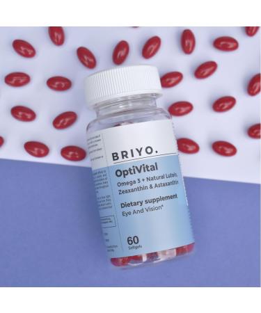 Briyo OptiVital Eye Health Supplement Lutein Zeaxanthin Astaxanthin & Omega-3 from Natural Sources Supports Vision Retinal Health & Eye Strain Relief 60 Capsules - Buy Online on GoSupps.com