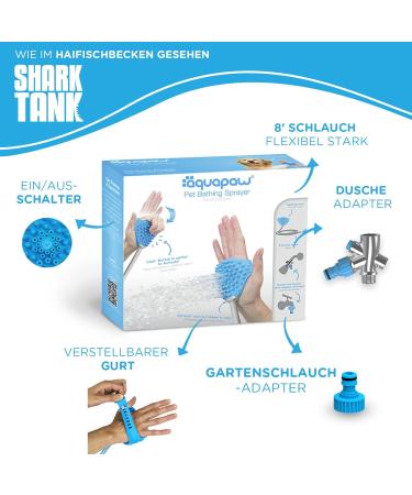 Aquapaw Dog Wash & Shower Attachment | Easy Pet Bathing Massaging & Cleaning | 8-Foot Hose Sprayer & Scrubber - Blue - Buy Online on GoSupps.com