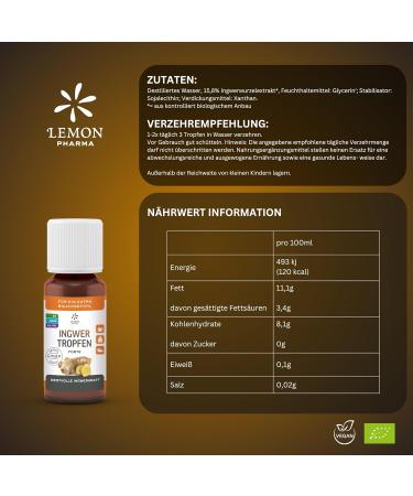 Original GINJER Ginger Drops by Lemon Pharma - Organic & Vegan - 20ml for Ginger Shots & Tea - International Shipping Available - Buy Online on GoSupps.com