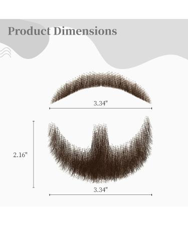 Realistic Human Hair Fake Mustache Beard Goatee - Brown | Entertainment Drama Party Movie Prop - Buy Online on GoSupps.com