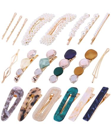 20Pcs Pearl Hair Clips -Fashion Pearls Hair Barrettes Sweet Artificial Macaron Acrylic Resin Barrettes Hairpins for Women Ladies and Girls Headwear Styling Tools Hair Accessories