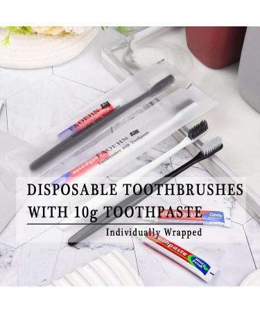 Hotel Toothbrush Set - 100 Disposable Travel Toothbrushes with 10g Toothpaste | Ideal for Hotels Airbnb Charities & More - Buy Online on GoSupps.com