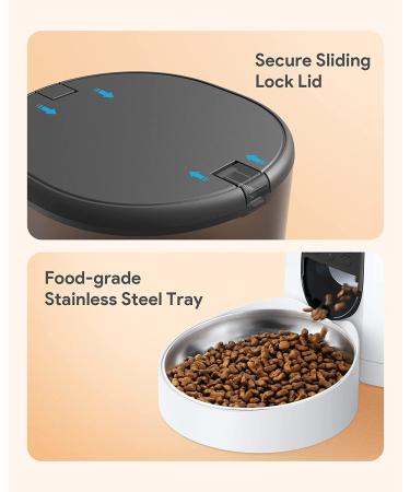 Katalic Automatic Cat Feeder - 4L Capacity, Clog-Free Dispenser with Voice Recorder, Programmable Timer - Ideal for Cats and Dogs - White - Buy Online on GoSupps.com