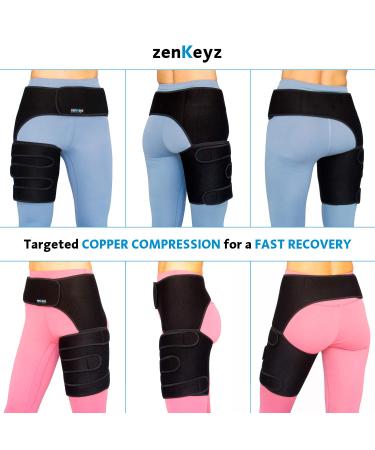 Copper Compression Hip Brace for Sciatica & Thigh Pain Relief - Support for Hip Flexor Arthritis - Right Leg Wrap for Men and Women - Buy Online on GoSupps.com