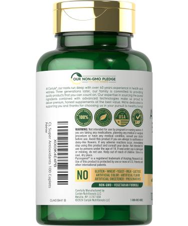 Carlyle Antioxidants Supplement | 100 Caplets | Nutritional Complex | Vitamin A C E | Non-GMO Gluten Free Formula - Buy Online on GoSupps.com