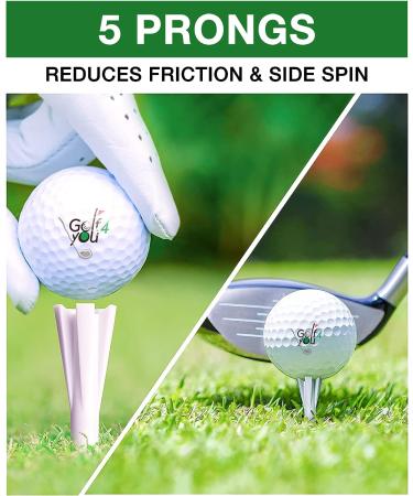 5 Prong Golf Tees - Performance Series Low Resistance Tees 3 1/4'' & 1 1/2'' 50 Pack | Reduce Friction & Side Spin - Buy Online on GoSupps.com