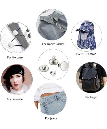 12 Sets Jean Buttons Pins No Sew Instant 17mm Replacement Button Adjustable Pants Kit - Matt Silver - Buy Online on GoSupps.com