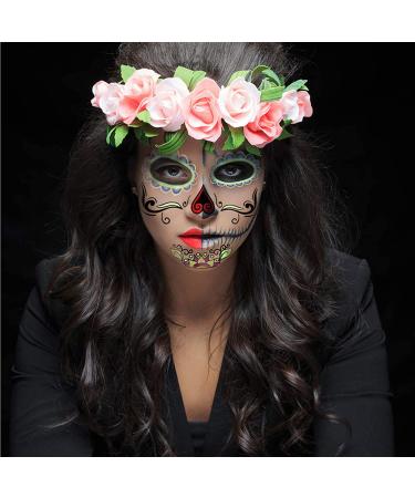 Day of the Dead Glow in The Dark Face Tattoos - 6 Sheets Halloween Makeup Stickers for Men and Women - Buy Online on GoSupps.com