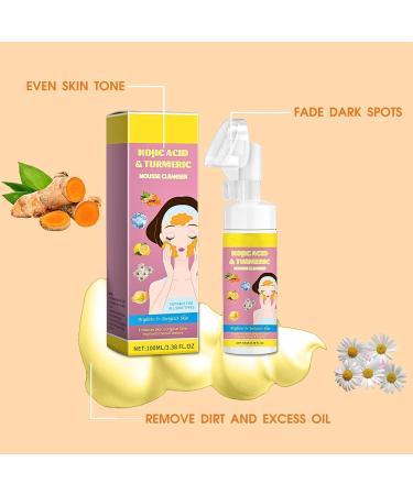 Kojic Acid & Turmeric Face Wash Foaming Cleanser Turmeric Facial Cleanser Gentle Foaming Face Wash for Oily Skin Acne Prone Skin Turmeric Mousse Cleanser for Dark Spots Removes Excess Oil - Buy Online on GoSupps.com