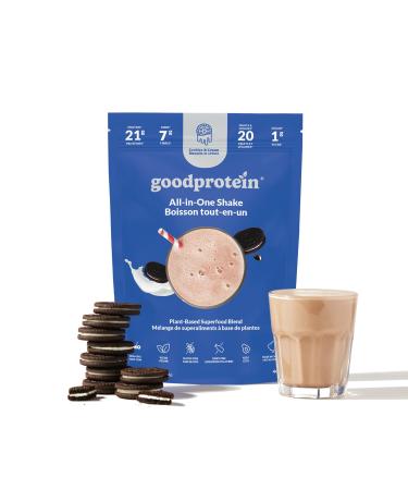 Good Protein Vegan Plant-based Protein Powder 100% Natural Non-GMO Dairy-free Gluten-free Soy-free No Added Sugar and Nothing Artificial. Cookies & Cream All-in-One Shake 440 grams Cookies & Cream 440 g
