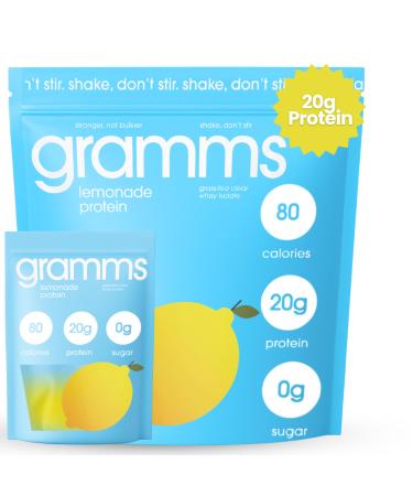 GRAMMS Clear Protein Powder Packets 20G Protein for Women & Men & Lactose Free Grass-Fed Whey Isolate Gluten Free Zero Sugar Gut Friendly Non-Bloating (Lemonade-10 Servings)