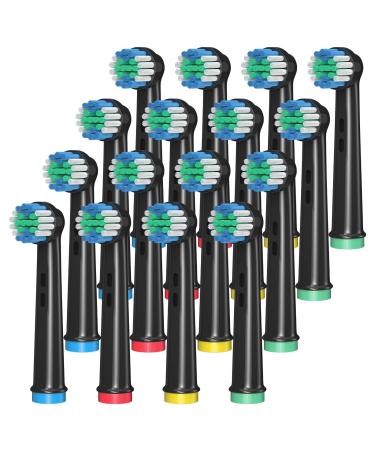 Anjocare replacement brush heads for oral B 16 pack electric toothbrush replacement heads for oral B brown rechargeable toothbrush heads compatible with oral b pro1000/5000/7000 vitality) 1 piece (16 pack) black