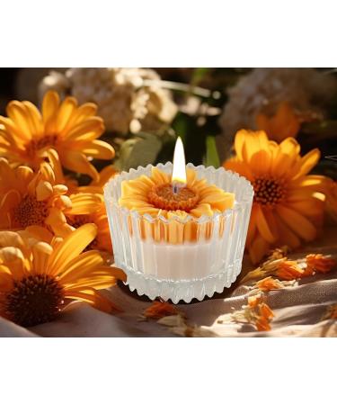 Buy Yellow Sunflower Candle in Glass Jar - Lilac Scented Perfect Home Decoration & Gift for Christmas & Thanksgiving - Buy Online on GoSupps.com