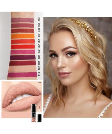 Matte Lipstick Nude Lipstick Smooth Waterproof Highly Pigmented Velvet Lipstick Lip Gloss Full-Coverage Lip Color Lipsticks Professional Lipstick Cosmetics Make Up Gifts (#10) - Buy Online on GoSupps.com