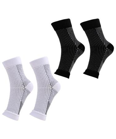 Neuropathy Socks Anti-Slip Plantar Fasciitis Compression Socks Ankle Support Brace for Sprained Ankle X-Large 2p
