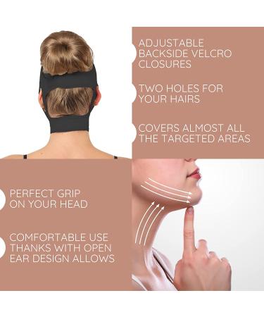 Neck Chin Compression Garment Strap Bandage | Face Slimmer Double Chin Wrap Black - Buy Online on GoSupps.com