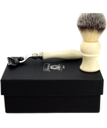 Premium Ivory Synthetic Hair Shaving Brush with Triple Cartridge Head - Best for Men's Grooming - Buy Online on GoSupps.com