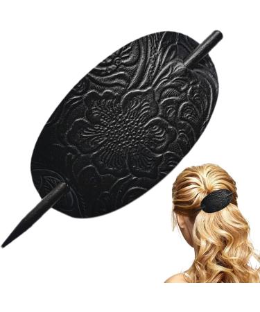 Leather Hair Barrette with Stick Faux Leather Hair Barrette Hair Tie Leather Hair Clip Genuine Leather Ponytail Holder for Gatherings Dating Parties Schools Weddings Travel and Daily Wear black - Buy Online on GoSupps.com