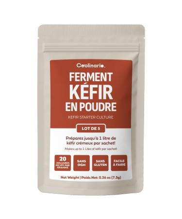 Coolinario Ferment k fir (5 Sachets de 1.5g) Cultures vivantes avec probiotiques | Cr meux & Acidul | Sans OGM Sans Conservateurs Sans Gluten 1.5 g (Lot de 5)