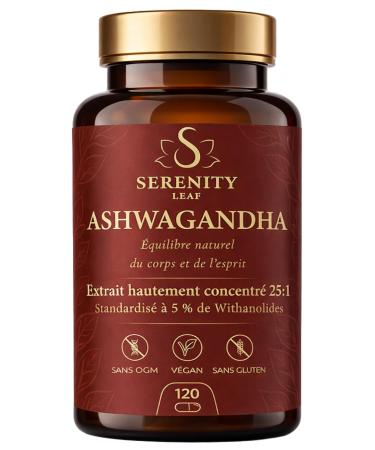 Ashwagandha 25:1 Haute Puissance - Standardis e 5% de Withanolides - Serenity Leaf - Adaptog ne pour le Stress le Calme la Relaxation et le Bien- tre - 120 G lules V g tales