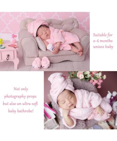 M&G House Newborn Photography Props Bathrobe Outfit in Pink | Baby Photoshoot Costume Set for Girls 0-6 Months - Buy Online on GoSupps.com