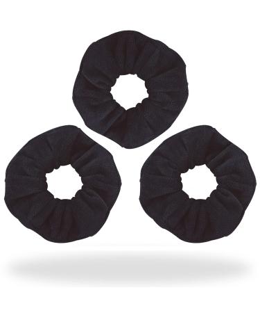 3 Pieces Microfiber Hair Drying Towels Scrunchies Large Soft Super Absorbent for Girls Women Thick Fuzzy Scrunchy Anti Frizz Elastic Hair Ties Bobbles Ropes Ponytail Holder for Wet Dry Hair Black