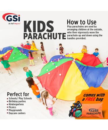 GSI Kids 12ft Rainbow Parachute Toy for Gymnastics and Outdoor Activities - Buy Online on GoSupps.com