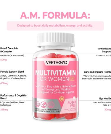 Multivitamin for Women AM & PM - Melatonin Free with w/Algae Calcium Omega-3 Vitamin D3K2 Magnesium for Energy & Relaxation Rest Skin Hair Support - Sugar Free 24-Hour Support Vegan 120 Count - Buy Online on GoSupps.com