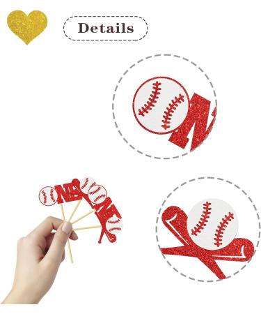 MonMon & Craft Baseball One Cupcake Toppers - Sport Theme 1st Birthday Cupcake Decor - Baby Shower Party Dessert Decor - Baseball Birthday Party Cupcake Toppers - 24 Pcs Glitter - Buy Online on GoSupps.com