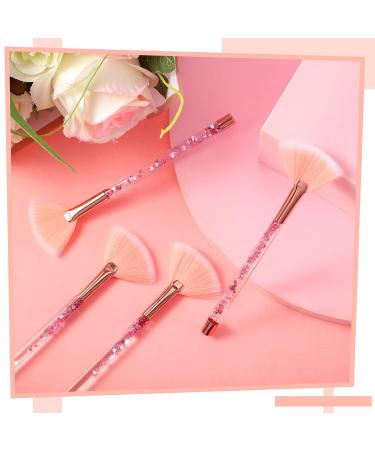 12 Pcs Glitter Quicksand Handle Fan Brushes for Facial Masks - Soft Cosmetic Applicators with Pouch Case (Pink) - Buy Online on GoSupps.com