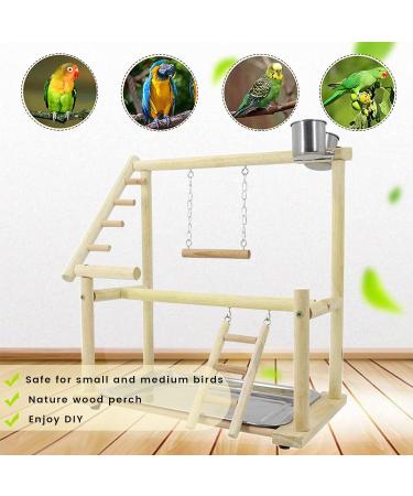 Wishesmar WellensiTich Playground for Nymphensittich Parrots - Climbing Swing & Feeder-Cup Toy | 40.5x37x23 cm Wood Playset - Buy Online on GoSupps.com