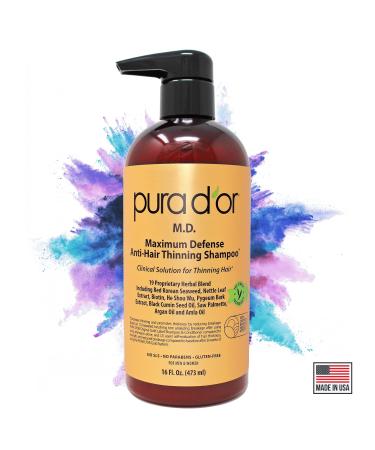 PURA D'OR MD Anti-Thinning Biotin Shampoo & Conditioner Set - DHT Blocker Hair Thickening, Scalp Health, Color Safe - 16oz x 2 - Buy Online on GoSupps.com