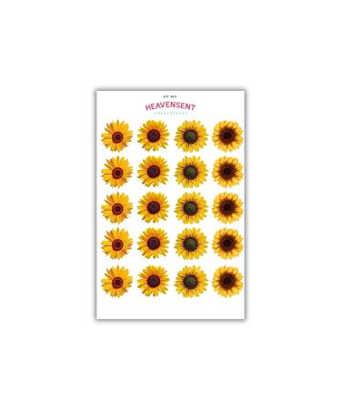 Cake Topper Edible 40 Sunflowers Yellow Flowers Pre-cut Premium Thick Sweet Wafer Card Standing Cupcake Toppers Birthday Party Cake Decorations