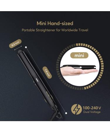 Terviiix Mini Flat Iron for Short Hair - Temperature Adjustable 12 Inch Travel Hair Straightener - Portable Ceramic Hair Straightener for Men - Black - Buy Online on GoSupps.com