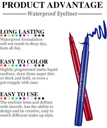 Nivofu 12 Colours Coloured Eyeliner Matte Liquid Eyeliners Set Daily Colored Eyeliner Pens Smooth Long-Lasting Eyeliner Highly Pigmented Smudge-proof Colourful Eye Liners for Makeup - Buy Online on GoSupps.com