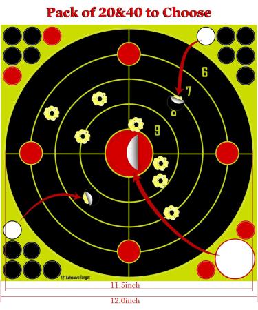 12-Inch Adhesive Shooting Targets - Reactive Self Stick Splatter Paper - 20 Pack - Buy Online on GoSupps.com