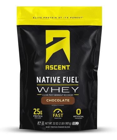 Ascent Native Fuel Whey Protein Powder - Post Workout Whey Protein Isolate, Zero Artificial Ingredients, Soy & Gluten Free, 5.7g BCAA, 2.7g Leucine, Essential Amino Acids, Chocolate 2 lb Chocolate 2 Pound (Pack of 1)