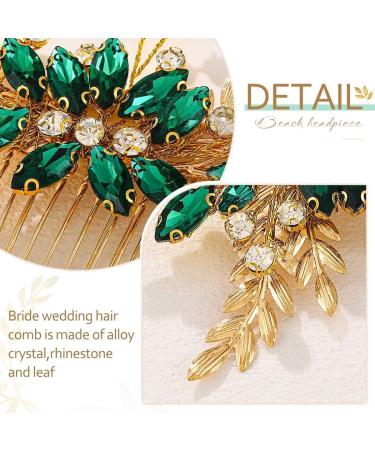 Zoestar Leaf Bridal Wedding Hair Comb Gold Rhinestone Headpiece Bridal Crystal Hair Accessories for Women and Girls - Buy Online on GoSupps.com