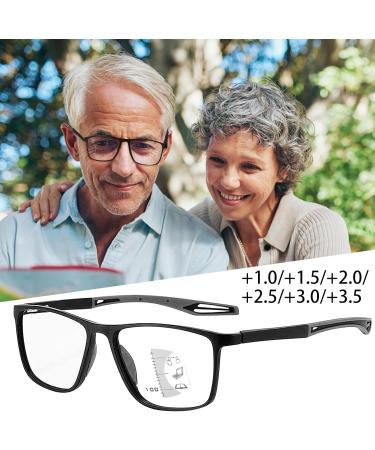 Photochrome Progressive Multifocus Reading Glasses - Self-Tinting Anti-Blue Light UV Protection Sunglasses for Outdoor Reading (2.0x Black/Gray) - Men & Women - Buy Online on GoSupps.com