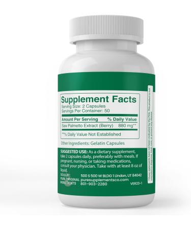 PURE ORIGINAL INGREDIENTS Saw Palmetto (100 Capsules) Always Pure No Additives Or Fillers Lab Verified 100 Count (Pack of 1) - Buy Online on GoSupps.com