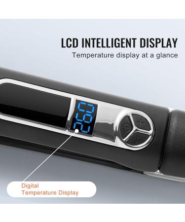 VEVOR Hair Straightener - 1.5" Titanium Flat Iron LCD Display 25 Temp Levels (210 F-450 F) Dual Voltage for Salon Home & Travel - Negative Ion Technology - Buy Online on GoSupps.com