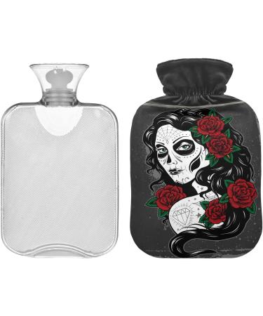 Naanle Rose Sugar Skulls Hot Water Bottle - 2L Handfoots Heating Bag for Pain Relief & Cold Therapy - Transparent & Stylish - Buy Online on GoSupps.com