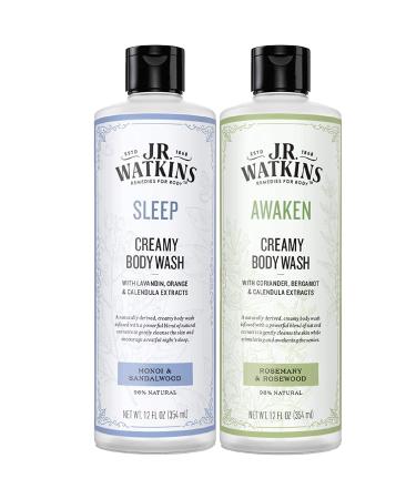 J.R. Watkins Calm Days & Nights Gift Set Kit  SLEEP Creamy Body Wash & AWAKEN Creamy Body Wash