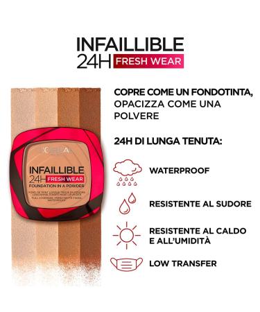 L'Or al Paris Infaillible 24h Fresh Wear Make-Up Powder 330 Hazelnut - Waterproof Matting Formula for All-Day Festival Wear - Buy Online on GoSupps.com