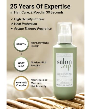 JUNG SAEM MOOL Salon.ZIP Protein Hair Milk Pack 6.8 fl oz | Korean Beauty Hair Treatment | Hair Care for Damaged Hair - Buy Online on GoSupps.com